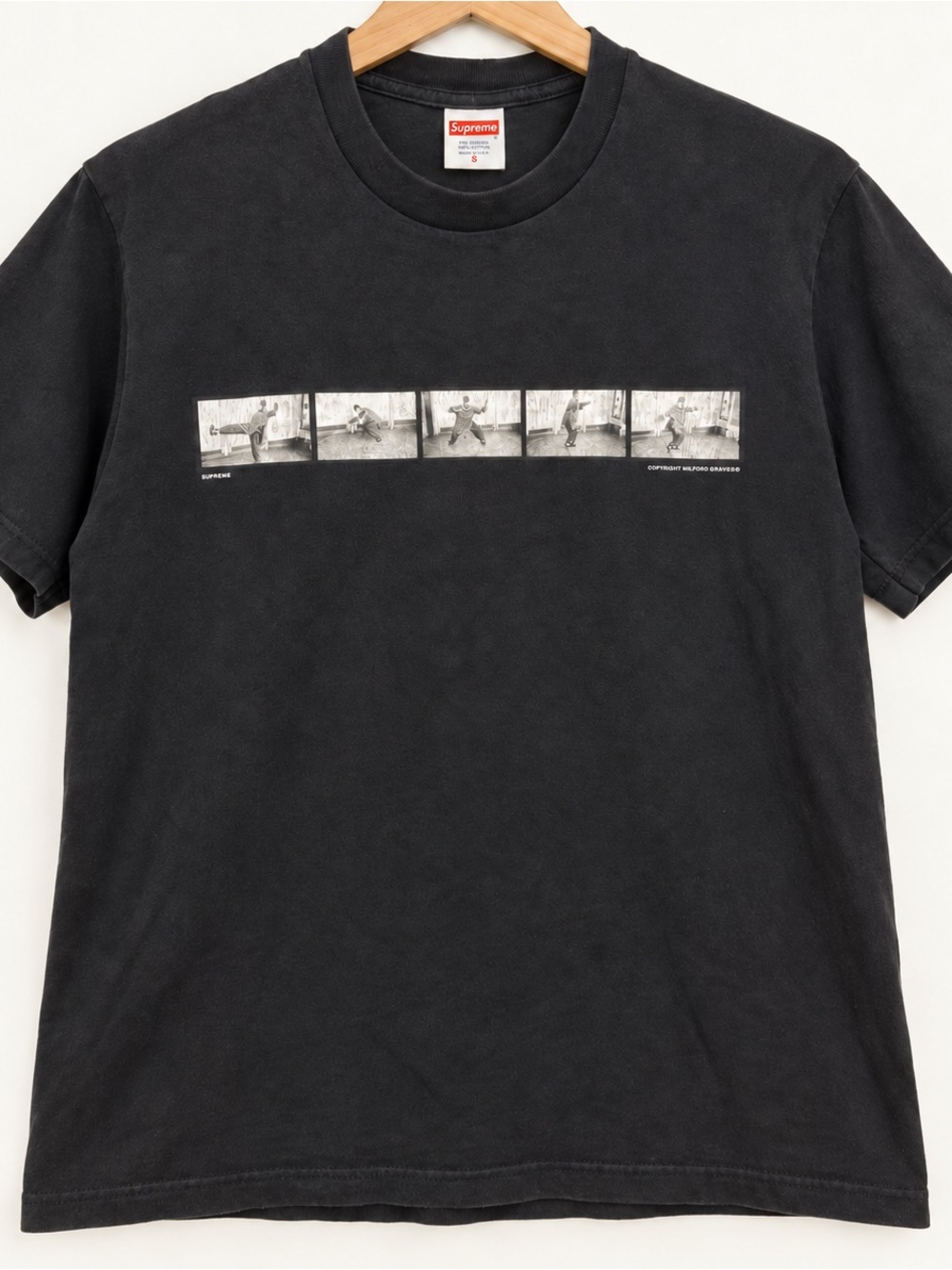 Supreme Milford Grave Black Monochrome Photographic Strip Tee